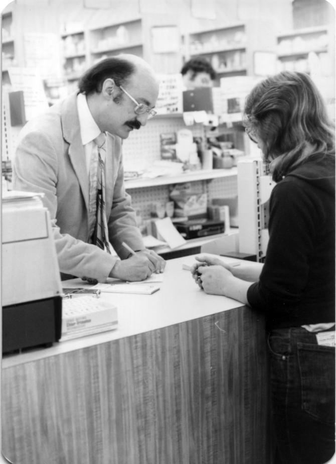 Jerry Weitzman in the pharmacy