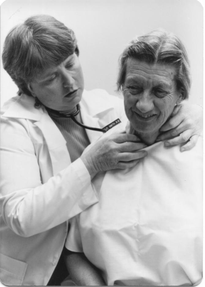 A patient receives a physical exam