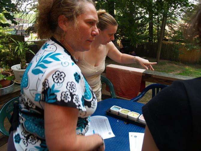 Women lead a discussion roundtable