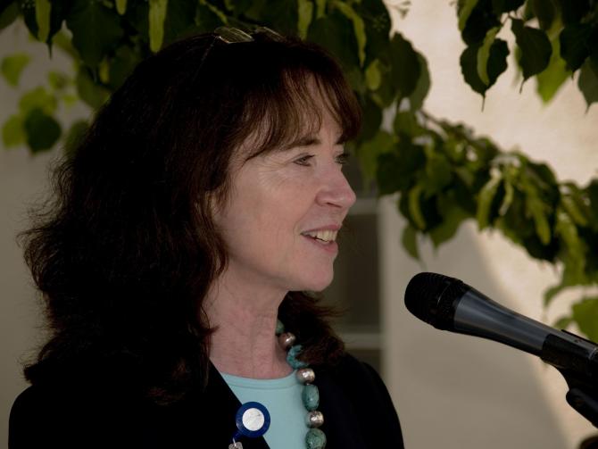 Margaret Flinter speaking at the opening