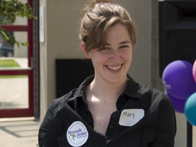 Staff member, Mary, at Norwalk's Opening