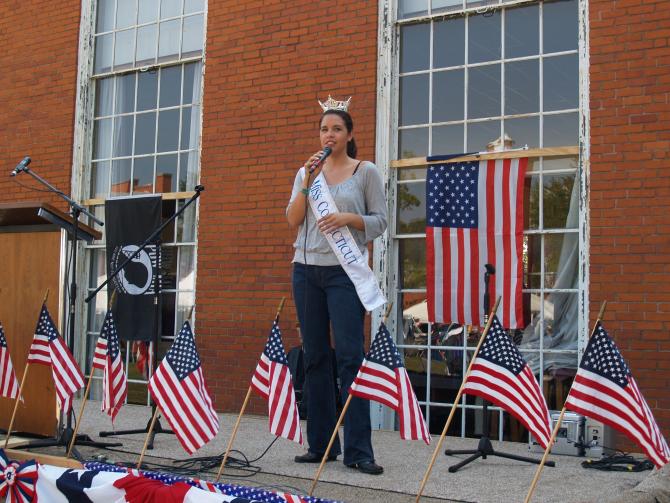 Ms. Connecticut speaking at POW/MIA Event