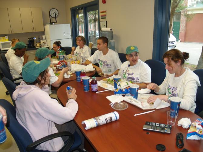 Staff lunch after outreach work