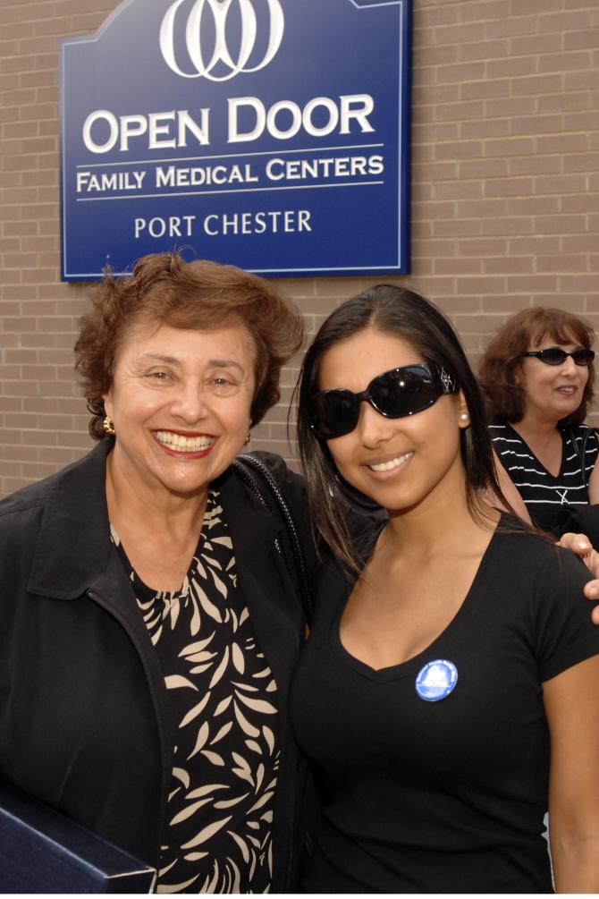 Women in front of the Port Chester center