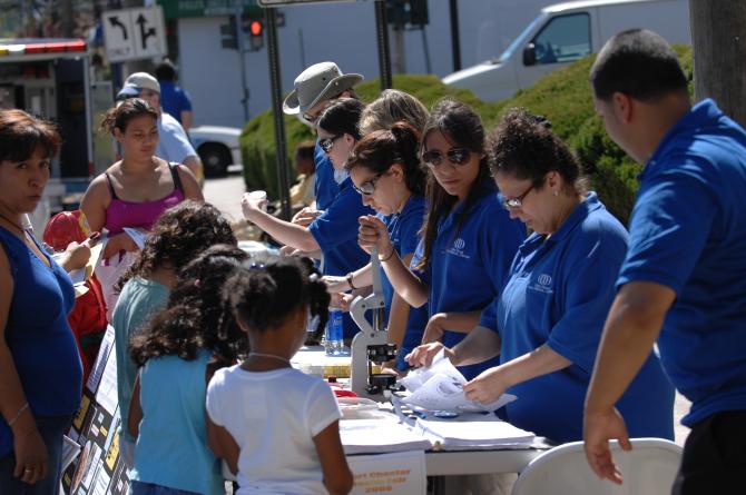 Crowds at the Information tables