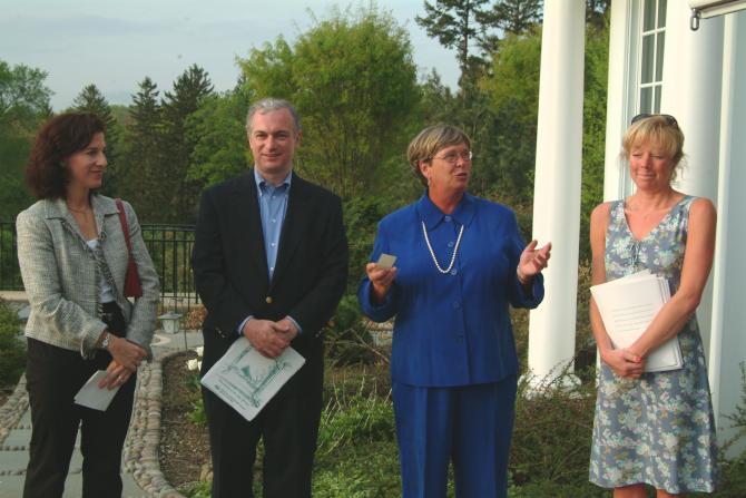 Speakers addressing the crowd