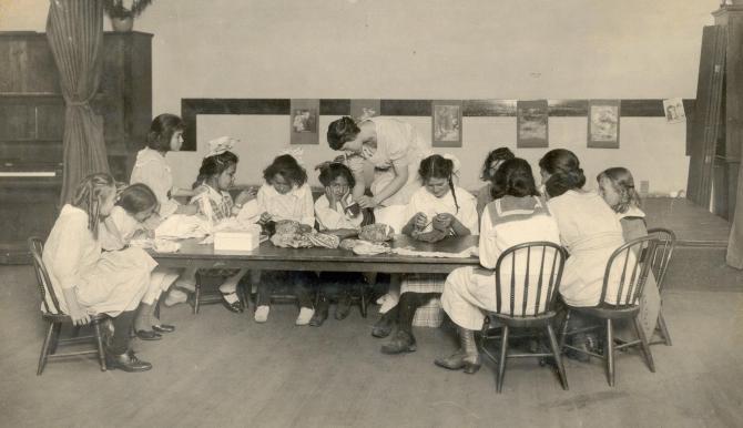 Sewing Class in the Waiting Room, 1930s
