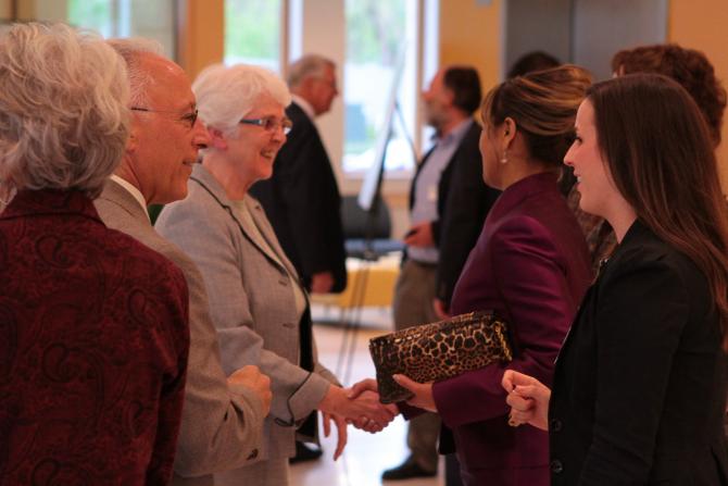 Guests arrive at the celebration