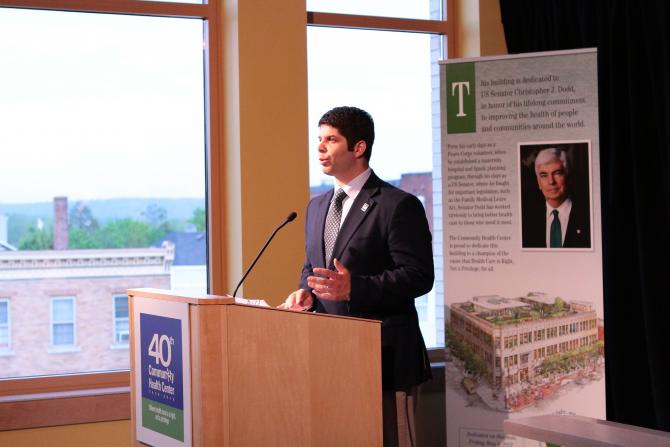 Mayor Dan Drew addresses guests