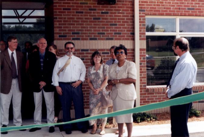 Participants gather by the entrance